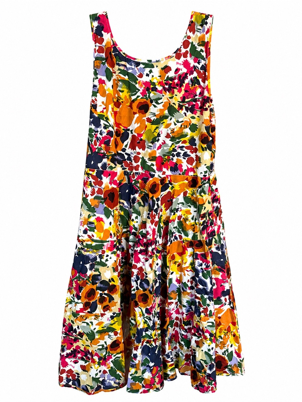 🌺 Dress Addict 100% Organic Cotton Floral Midi Dress w/ Pockets - Picture 4 of 5